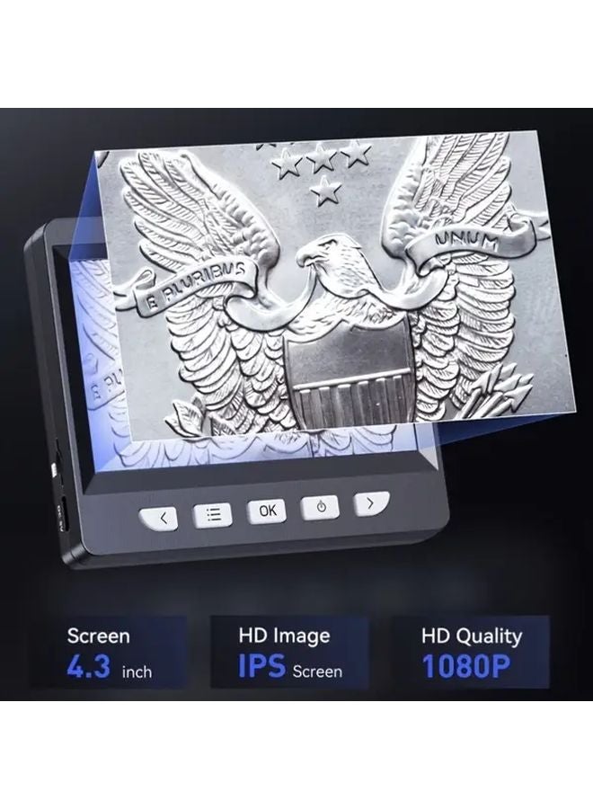 White Digital Microscope 4 3 Inch IPS Screen 1000X Zoom 2MP Camera 8 LED Lights 2000mAh Battery PC Compatible - Image 3